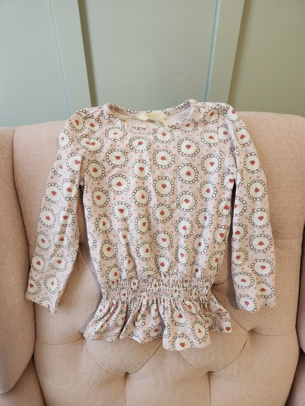 Matilda Jane Pink Heart Floral 4 4t Smocked Peplum Long Sleeve Top Blouse Shirt